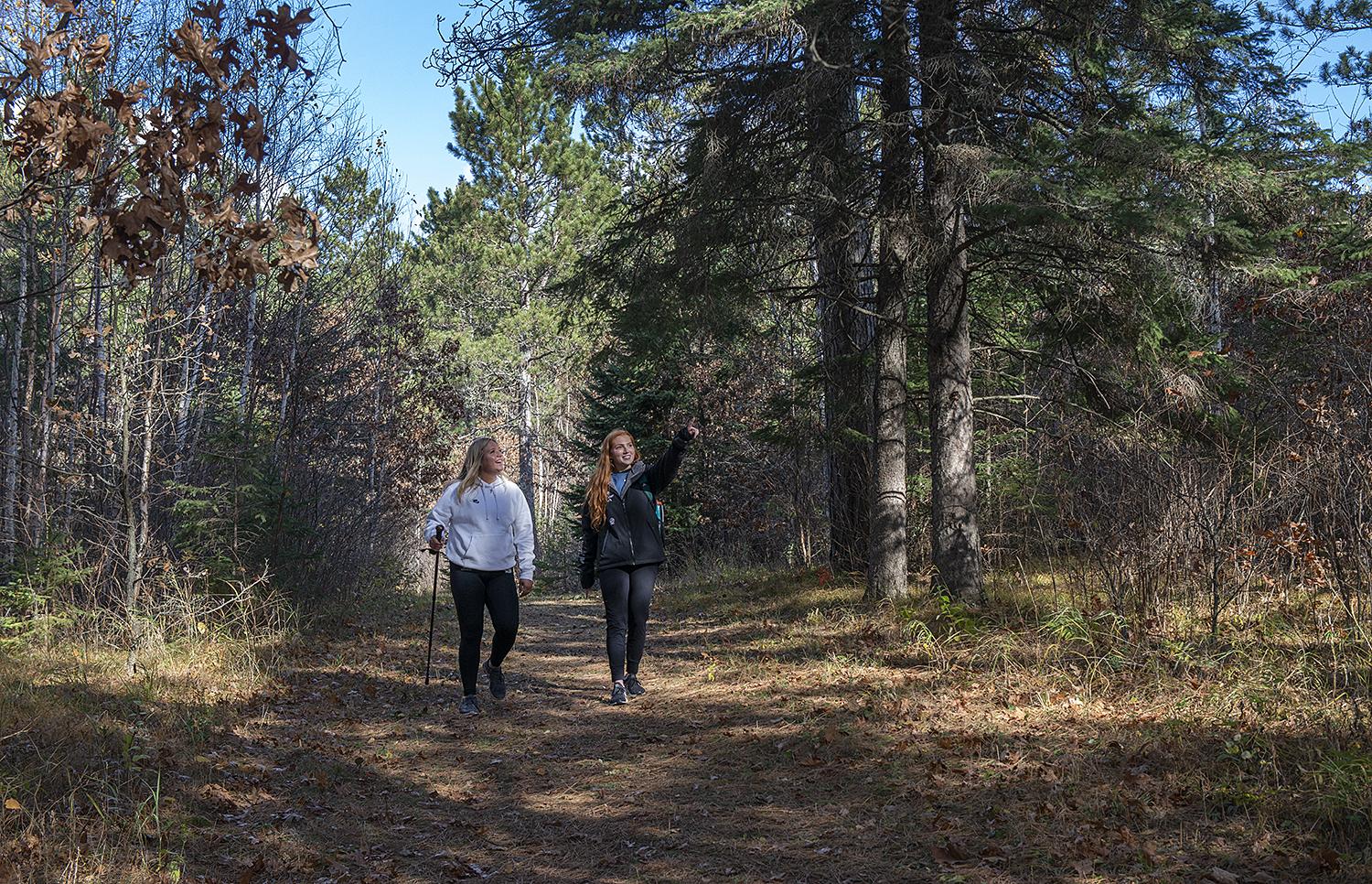 Bemidji State students explore the campus forst